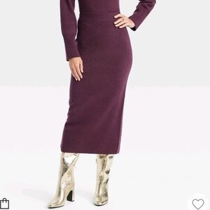 NEW a new day Burgundy Midi Sweater Skirt L